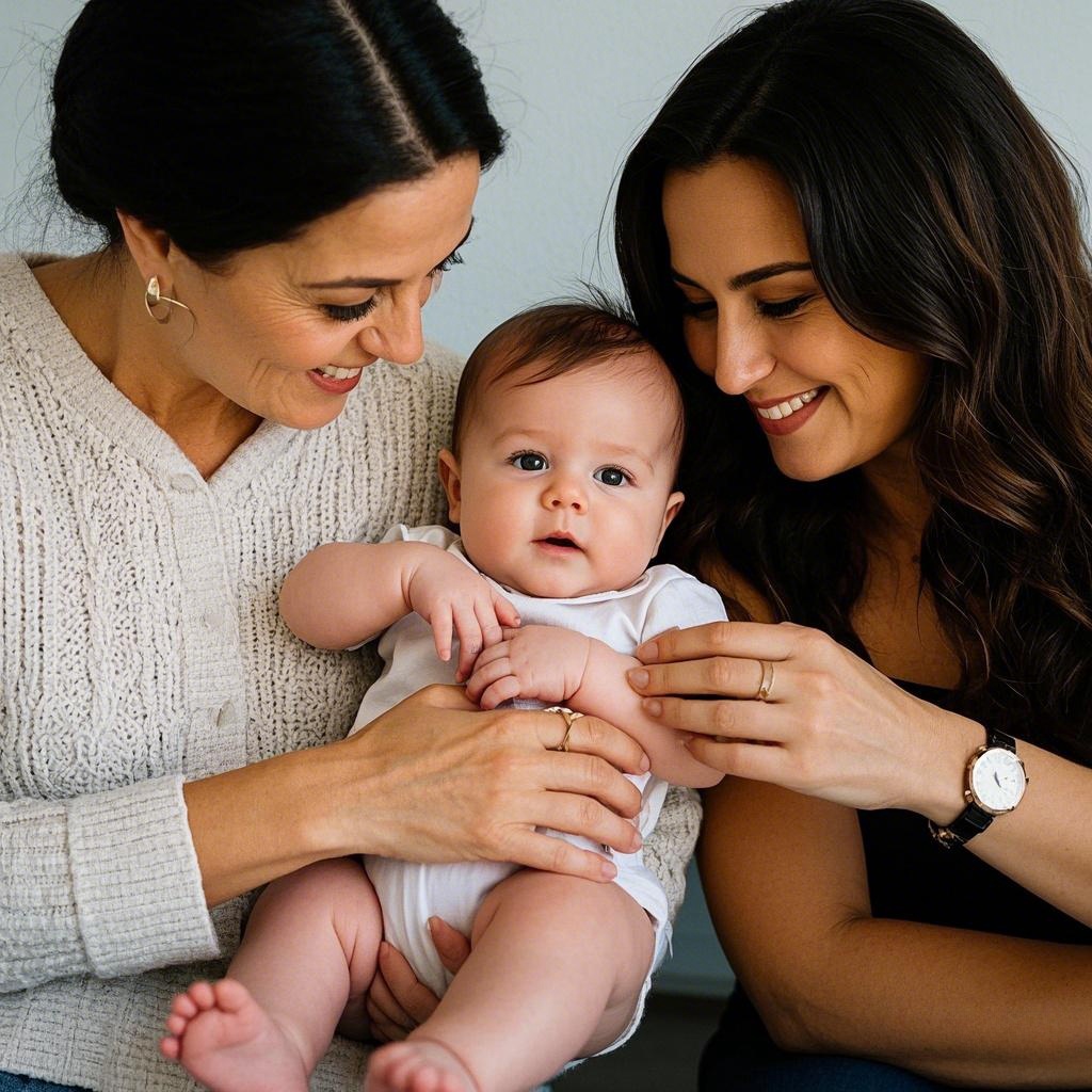 Lesbian couple with their baby