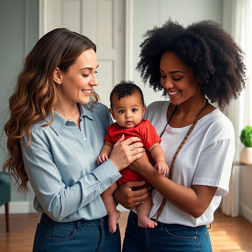 LGBTQ+ couple adopting a baby