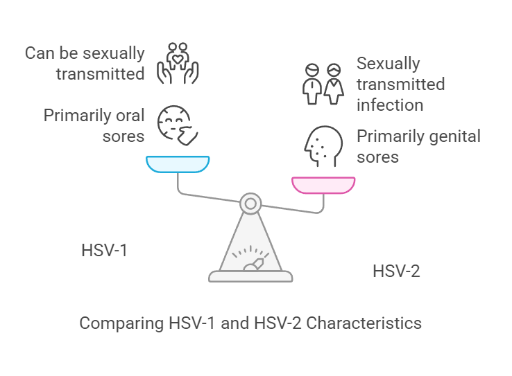 Comparing HSV-1 and HSV-2 Characteristics