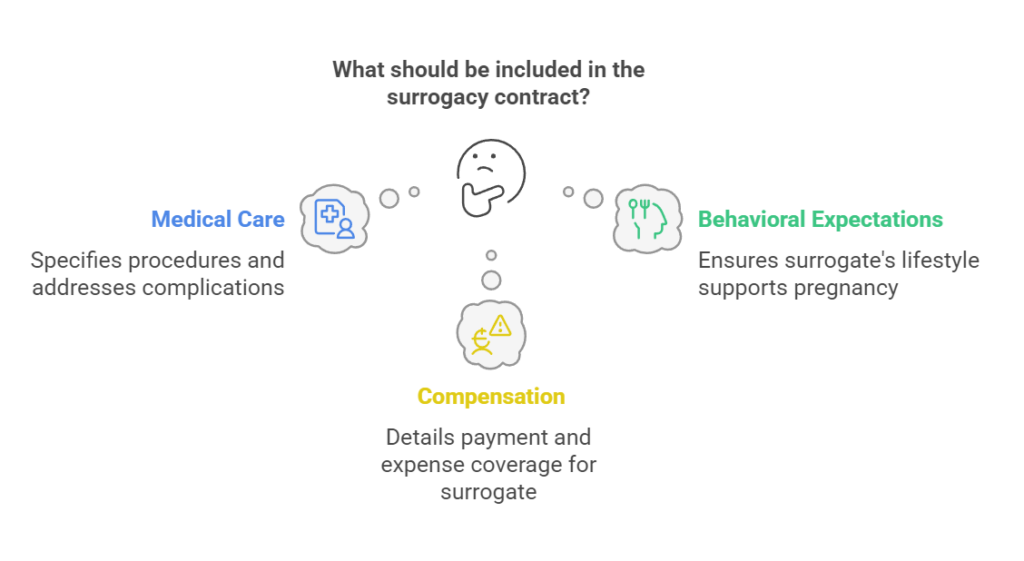 What should be included in the surrogacy contract?