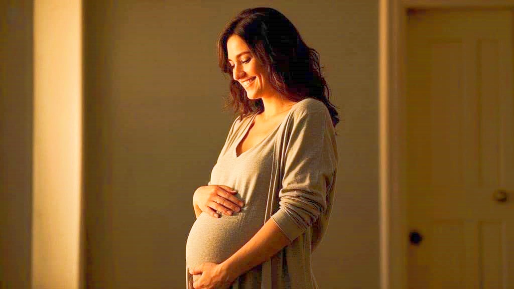 Houston Surrogate – Caring Surrogate Mother Gently Touching Her Belly, Embracing the Journey